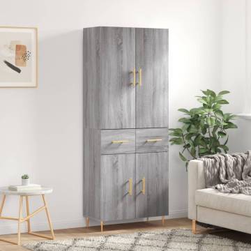 Stylish Highboard Grey Sonoma - Durable Engineered Wood