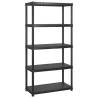 5-Tier Black Storage Shelf - Versatile & Sturdy Plastic Design