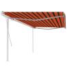 Manual Retractable Awning with Posts 5x3.5 m Orange and Brown Colour multicolour Size 5 x 3.5 m Quantity in Package 1 