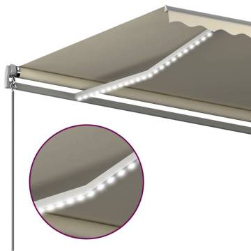 Manual Retractable Awning with LED - 6x3m Cream