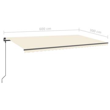 Manual Retractable Awning with LED - 6x3m Cream