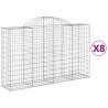 Arched Gabion Baskets - 8 pcs | Galvanised Iron | 200x50x120/140 cm