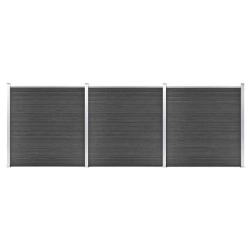 Fence Panel Set WPC 526x186 cm Black - Durable & Stylish