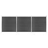 Fence Panel Set WPC 526x186 cm Black Colour black Quantity in Package 1 Model 3 sections 