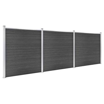 Fence Panel Set WPC 526x186 cm Black - Durable & Stylish