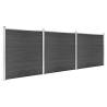 Fence Panel Set WPC 526x186 cm Black - Durable & Stylish