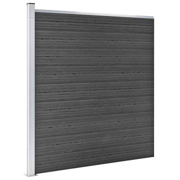 Fence Panel Set WPC 526x186 cm Black - Durable & Stylish