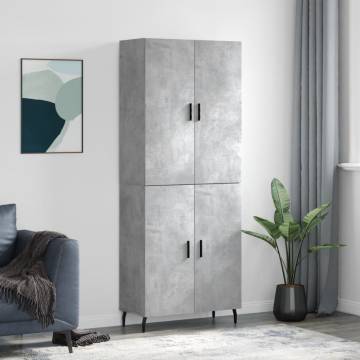 Stylish Highboard in Concrete Grey - 69.5x34x180 cm