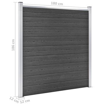 Fence Panel Set WPC 526x186 cm Black - Durable & Stylish