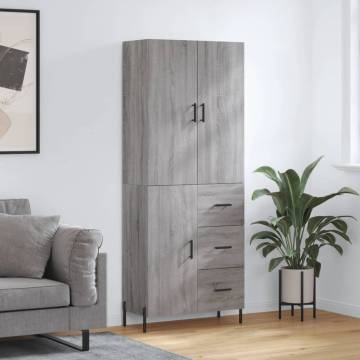 Stylish Highboard Grey Sonoma - Engineered Wood 69.5x34x180 cm