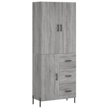 Stylish Highboard Grey Sonoma - Engineered Wood 69.5x34x180 cm