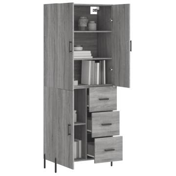 Stylish Highboard Grey Sonoma - Engineered Wood 69.5x34x180 cm