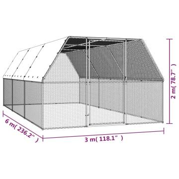 Galvanised Steel Outdoor Chicken Cage 3x6x2m | HipoMarket