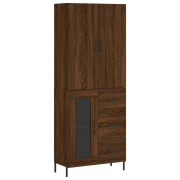 Stylish Highboard in Brown Oak - Engineered Wood Storage Unit