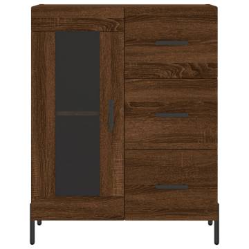 Stylish Highboard in Brown Oak - Engineered Wood Storage Unit