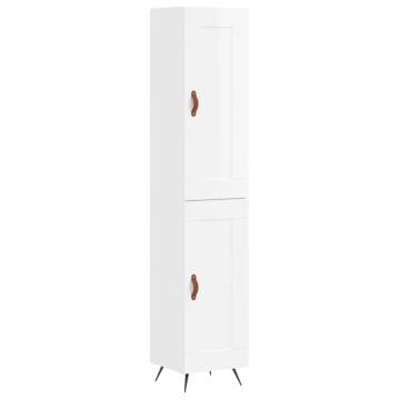 Stylish Highboard High Gloss White - 34.5x34x180 cm