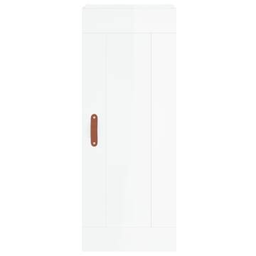 Stylish Highboard High Gloss White - 34.5x34x180 cm