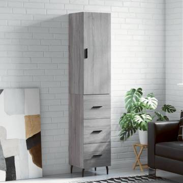 Stylish Highboard Grey Sonoma - 34.5x34x180 cm Engineered Wood