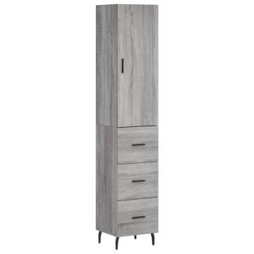 Stylish Highboard Grey Sonoma - 34.5x34x180 cm Engineered Wood