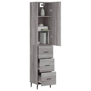 Stylish Highboard Grey Sonoma - 34.5x34x180 cm Engineered Wood