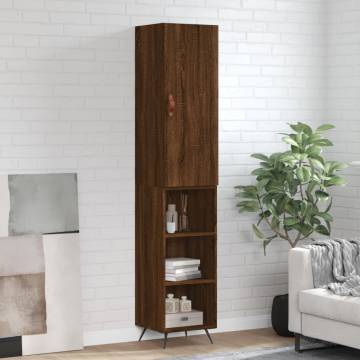 Stylish Highboard Brown Oak | 34.5x34x180 cm Engineered Wood