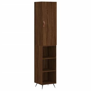 Stylish Highboard Brown Oak | 34.5x34x180 cm Engineered Wood