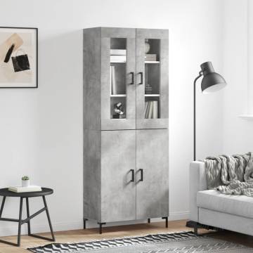 Stylish Highboard Concrete Grey - Durable Engineered Wood