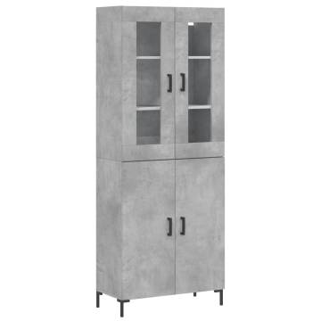 Stylish Highboard Concrete Grey - Durable Engineered Wood