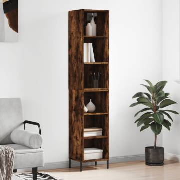 Stylish Highboard in Smoked Oak | 34.5x32.5x180 cm