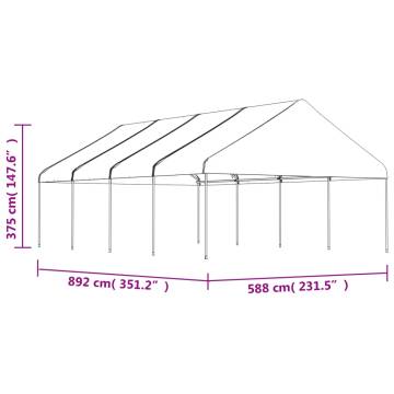 White Gazebo with Roof - 8.92x5.88m | Durable & Spacious