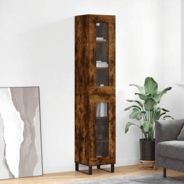 Stylish Highboard in Smoked Oak | 34.5x34x180 cm