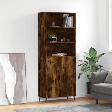 Stylish Highboard in Smoked Oak - 69.5x34x180 cm