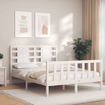 White Bed Frame with Headboard - 120x200 cm Solid Wood