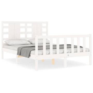 White Bed Frame with Headboard - 120x200 cm Solid Wood