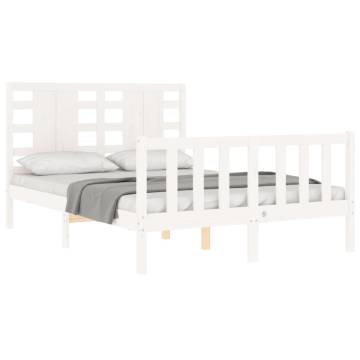 White Bed Frame with Headboard - 120x200 cm Solid Wood