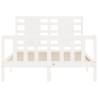 White Bed Frame with Headboard - 120x200 cm Solid Wood