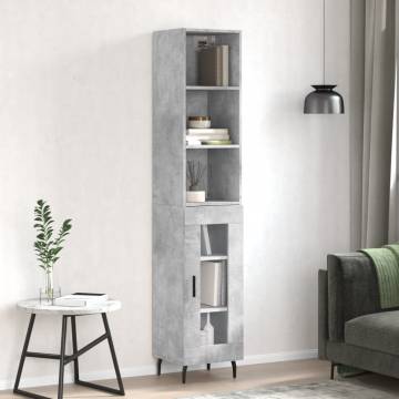 Stylish Highboard in Concrete Grey - 34.5x34x180 cm