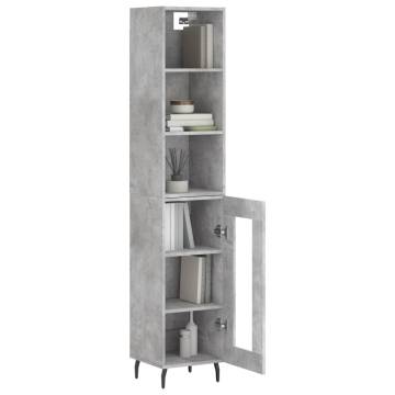 Stylish Highboard in Concrete Grey - 34.5x34x180 cm