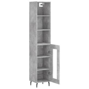 Stylish Highboard in Concrete Grey - 34.5x34x180 cm