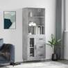 Highboard Concrete Grey 69.5x34x180 cm Engineered Wood Colour concrete grey Quantity in Package 1 Model 1 glass door 3 drawers 