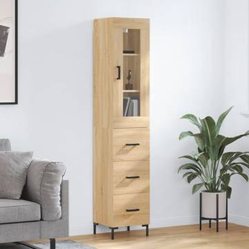 Stylish Highboard Sonoma Oak - 34.5x34x180 cm | HipoMarket