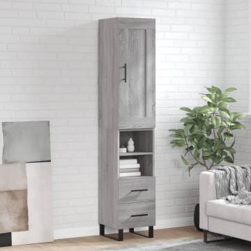 Stylish Highboard Grey Sonoma - 34.5x34x180 cm Engineered Wood