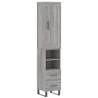 Stylish Highboard Grey Sonoma - 34.5x34x180 cm Engineered Wood