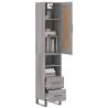 Stylish Highboard Grey Sonoma - 34.5x34x180 cm Engineered Wood