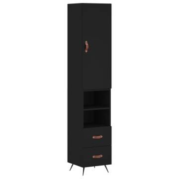 Stylish Highboard Black - 34.5x34x180 cm Engineered Wood