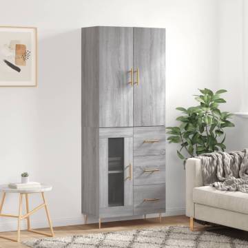 Stylish Highboard Grey Sonoma - 69.5x34x180 cm Engineered Wood