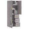 Stylish Highboard Grey Sonoma - 69.5x34x180 cm Engineered Wood