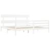 White Super King Bed Frame with Headboard - Solid Wood