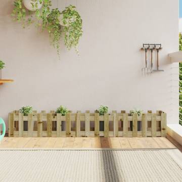 Garden Raised Bed with Fence Design - 200x30x30 cm Pine Wood