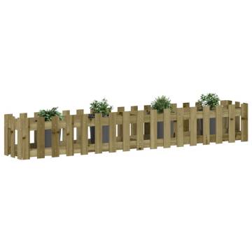 Garden Raised Bed with Fence Design - 200x30x30 cm Pine Wood